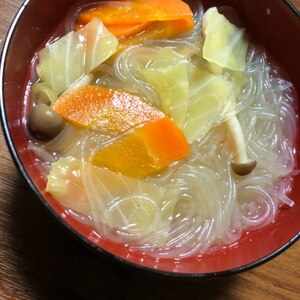 きのこと野菜の春雨スープ❤